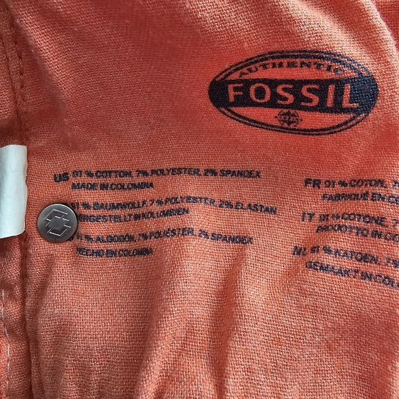 Fossil Skinny Jeans Bright Orange Size 28 Mid Rise - Picture 7 of 10